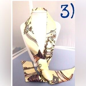 TWILLY SKINNY SILK SCARVE l BAG WRAP l Purse Scarf l Cream and Light Pink